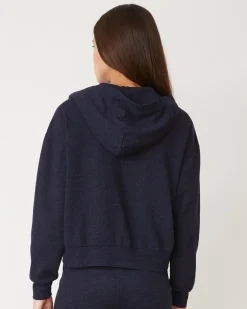MONROW Original Fleece Zip Up Hoody HEATHEREDNAVY Store